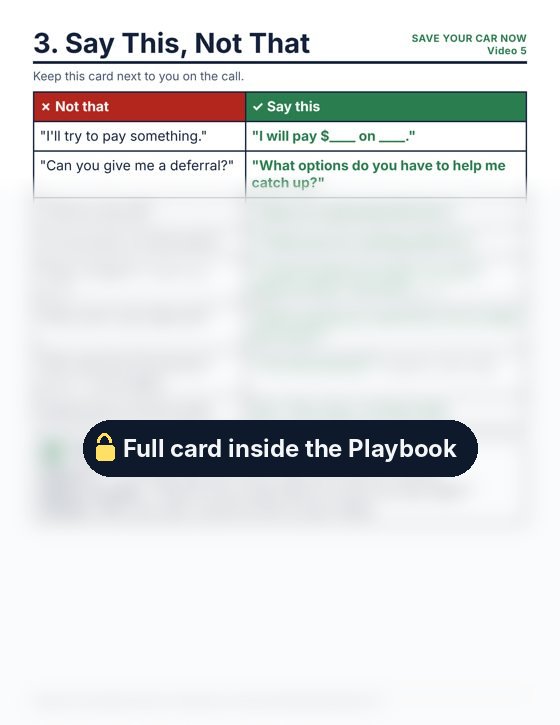 The Say This, Not That card